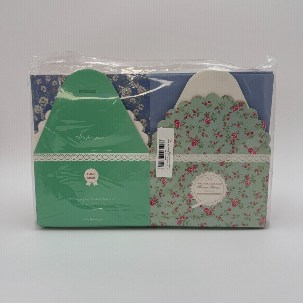 Chilly Gift Treat Boxes 20 Pack Floral Flower Pattern Gift Boxes and Ribbons NEW